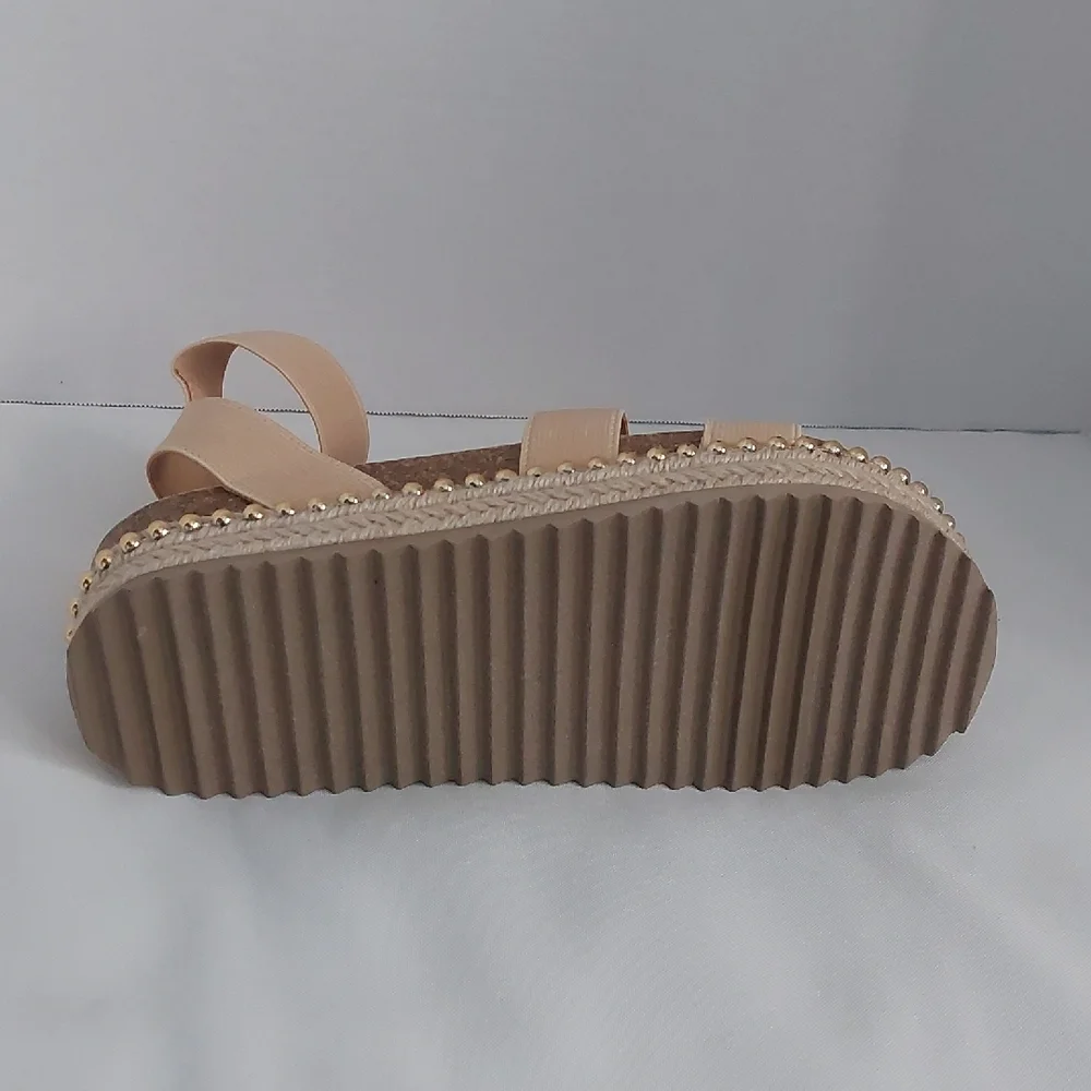 Sonoma Goods For Life Andre Tan Big Girls Stretch Platform Sandals‎ Size 4